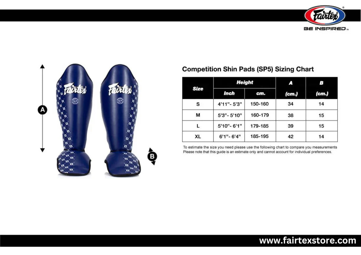 Fairtex SP5 Competition Muay Thai Shin Pads - Black