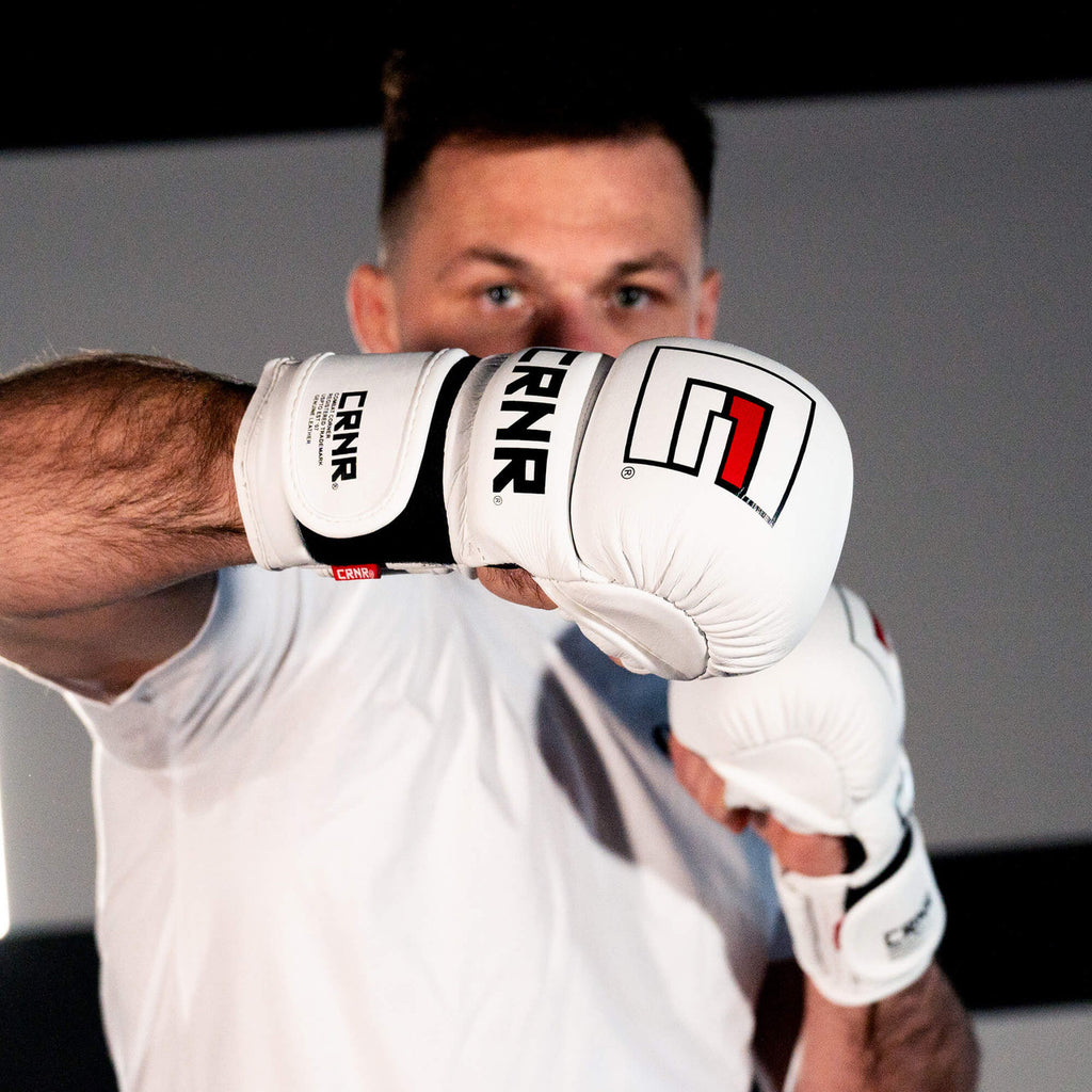 Combat Corner MMA Prime Sparring Leather Gloves - White