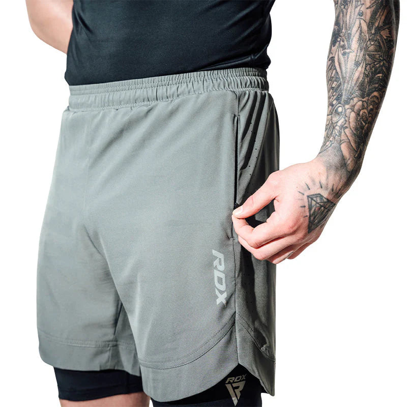RDX T16 2-in-1 Compression MMA Shorts (Grey)