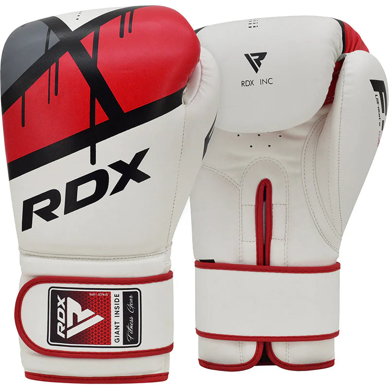 RDX F7 Ego Boxing Gloves - Red and White - 16oz