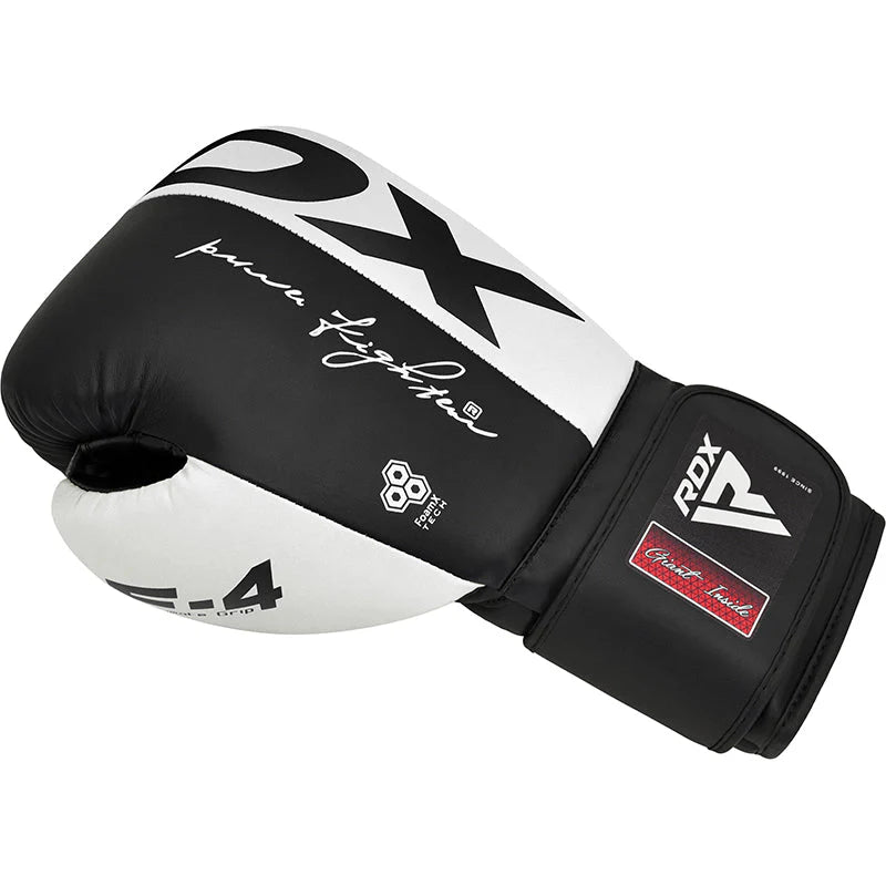 RDX F4 Boxing Sparring Gloves Hook & Loop - White/Black
