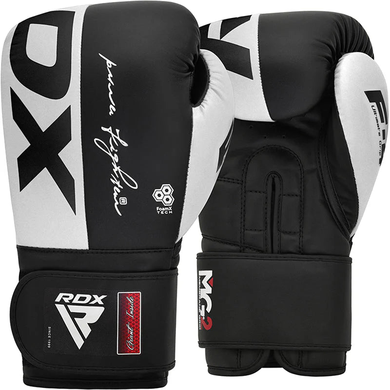 RDX F4 Boxing Sparring Gloves Hook & Loop - White/Black