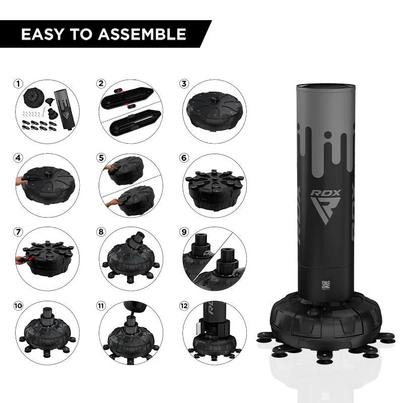 RDX Free-Standing Punch Bag With Free Random Bag Mitts 6ft - (NOT ASSEMBLED - Pick Up Only)