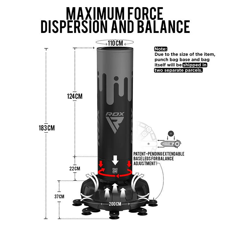 RDX Free-Standing Punch Bag With Free Random Bag Mitts 6ft - (NOT ASSEMBLED - Pick Up Only)