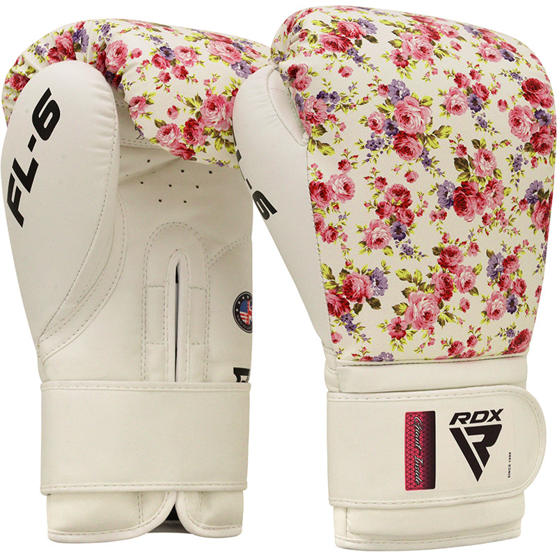 RDX FL6 Floral Boxing Gloves - White