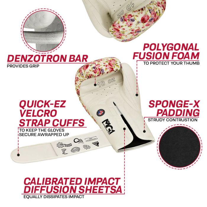 RDX FL6 Floral Boxing Gloves - White
